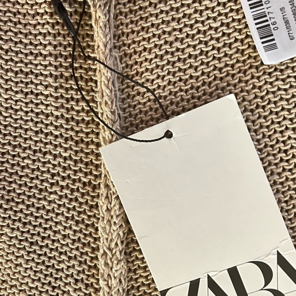 ZARA NWT Knit Wide Leg Pants Tan Camel Neutral Color Wide Hem Size Small - Picture 4 of 8